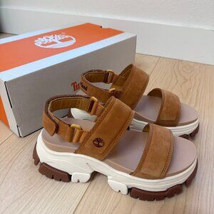 Timberland Adley Platform Sandals Nubuck Tan Size 6